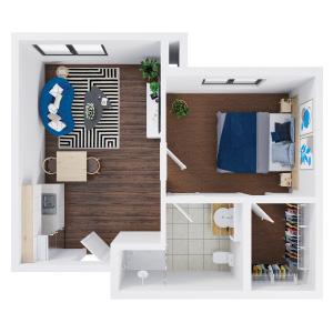 Sapphire Assisted Living: Floor Plan  - one bedroom 523 sq. ft.